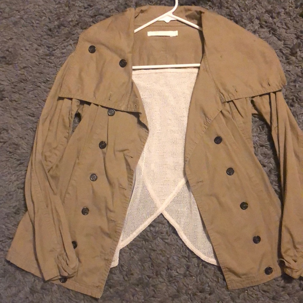 Nic. K Tan Button Up Jacket Open White Back